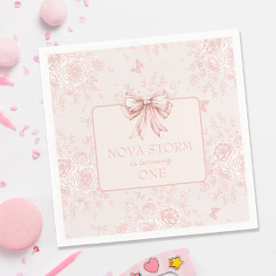 Guardanapo De Papel Toile Whimsy Festa de aniversário rosa personaliza
