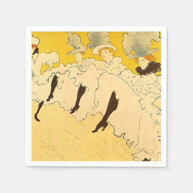 Guardanapo De Papel Tolouse-Lautrec Dancing Girls Yellow Poster Art (Frente)