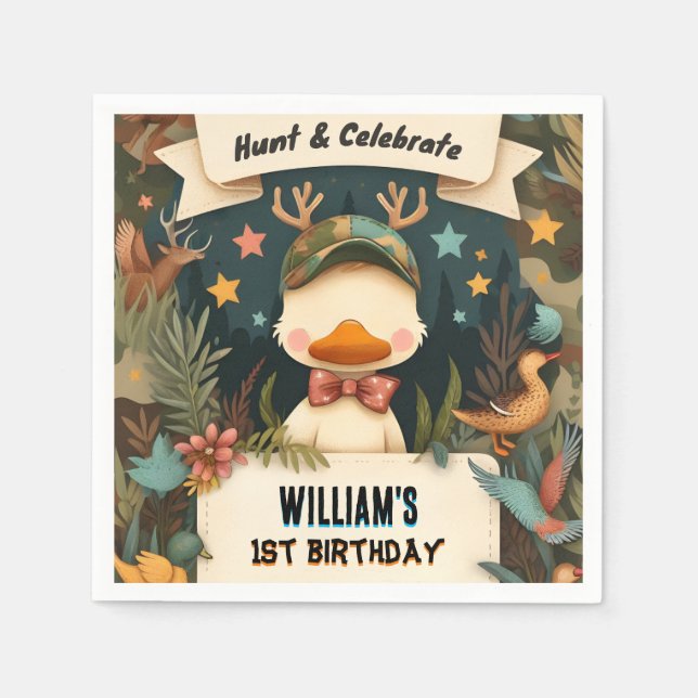 Guardanapo De Papel Tone Wild Camo Oh Deer Duck primeiro aniversario d (Frente)