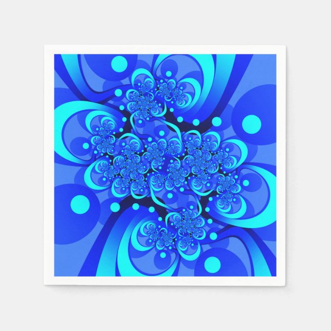 Guardanapo De Papel Tons de Azul Arte Fractal Abstrata Moderna (Frente)