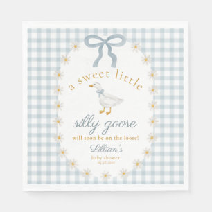 Guardanapo De Papel Tonta da Gansa Daisy Laço Azul Xadrez Baby Shower