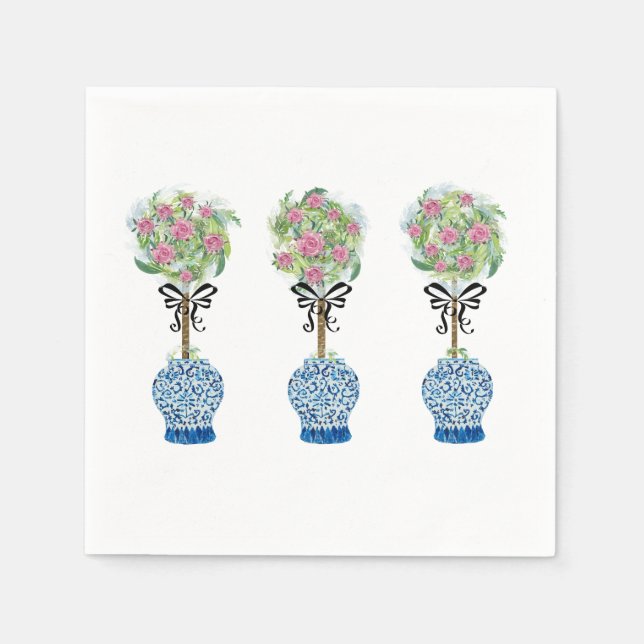 Guardanapo De Papel Tópico, azul e manivela branca (Frente)