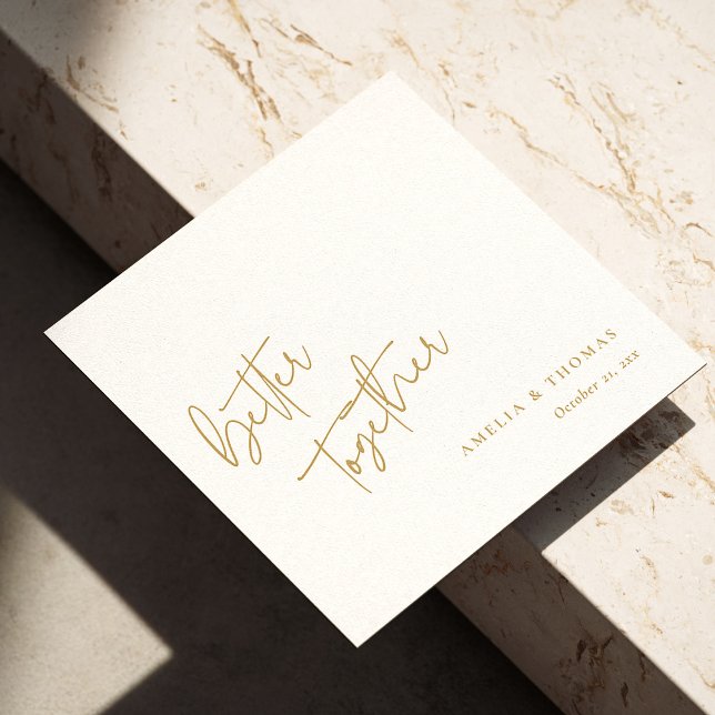 Guardanapo De Papel Toque Elegante: Casamento Dourado Personalizado (Elegant Touch: Personalized Gold Script Wedding Napkins)