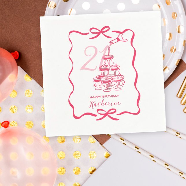 Guardanapo De Papel Torre de Champanhe Desenhada à Mão para Aniversári (Criador carregado)
