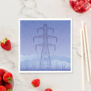 Guardanapo De Papel Torre de transmissão de energia elétrica no céu no