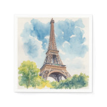 Torre Eiffel Aquarela Paris França Pintada