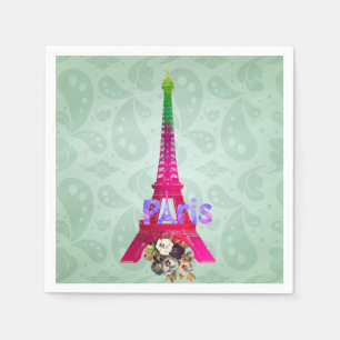 Guardanapo De Papel Torre Eiffel de néon de Paris do francês de
