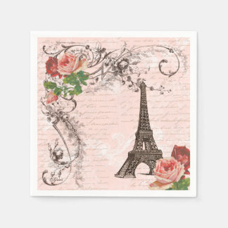 Guardanapo De Papel Torre Eiffel Paris e Partido Rosa Napkins