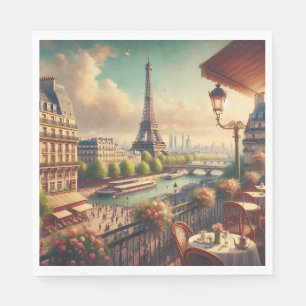 Guardanapo De Papel Torre Eiffel Paris Pintura a Óleo Vintage