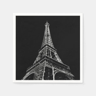 Guardanapo De Papel Torre Eiffel Preto Branco Paris Viagem Vintage