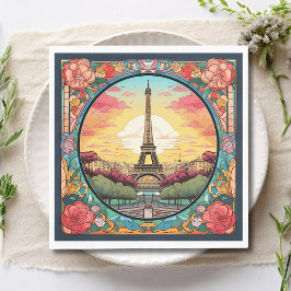 Guardanapo De Papel Torre Eiffel Sunset Parisiense Paris Floral Francê