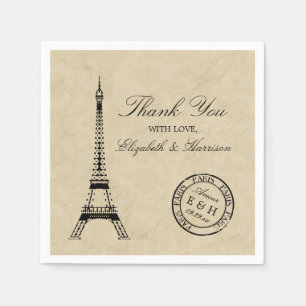 Guardanapo De Papel Torre Eiffel Vintage Selo Postal Casamento Paris