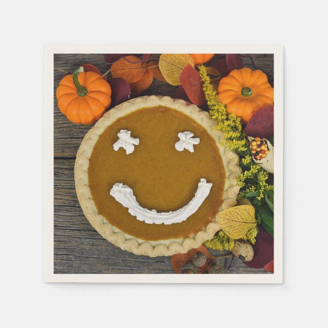 Guardanapo De Papel Torta de Abóbora Feliz Dia de Ação de Graças (Frente)