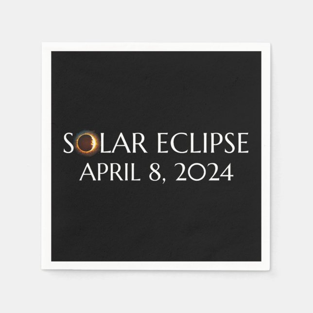 Guardanapo De Papel Total Solar Eclipse EUA 8 de abril de 2024 (Frente)