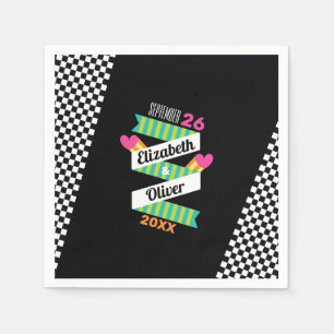 Guardanapo De Papel Totalmente listras 80s e casamento Checkered