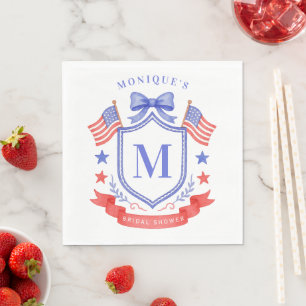Guardanapo De Papel Tóxico Vermelho Branco & Eu Faço Monograma Chuveir