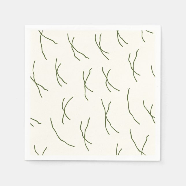 Guardanapo De Papel Traços Abstratos Quentes Retrô | Branco Creme (Frente)