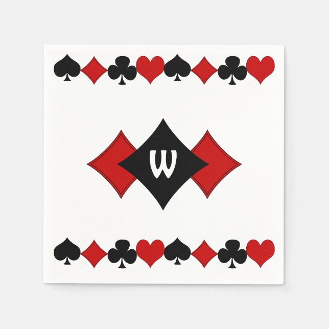 Guardanapo De Papel Traços de Cartão Vermelho e Preto - Monogramas (Frente)