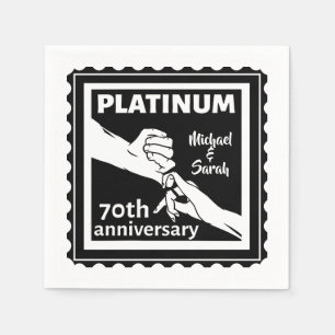 Guardanapo De Papel tradicional platina azul do aniversário de 70 casa