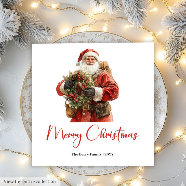 Guardanapo De Papel Traditional Santa Claus Cozy Red Green Dinner  (Traditional Santa Claus Cozy Red Green Dinner Napkin)