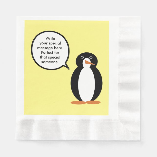 Guardanapo De Papel Traje de Aniversário Ms. Penguin Personalizada (Frente)