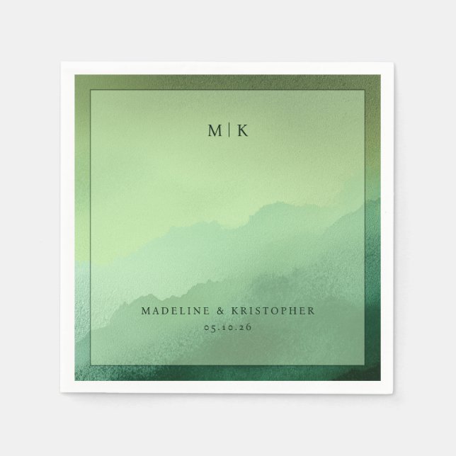 Guardanapo De Papel Tranquil Green Mountain Gradient (Frente)