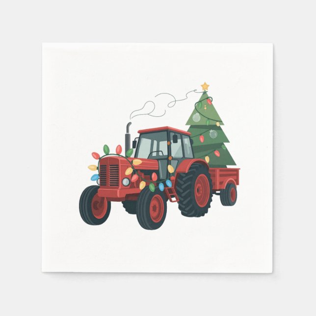 Guardanapo De Papel Trator de Natal Iluminação Trator de Natal  (Frente)