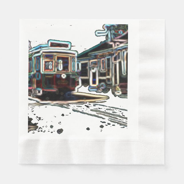 Guardanapo De Papel TRC Neon Streetcar em stn Luncheon Paper Napkin (Frente)