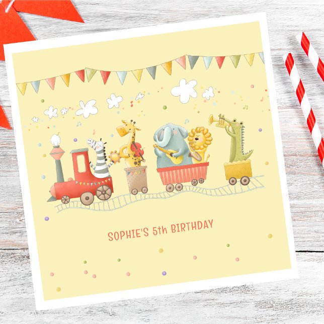 Guardanapo De Papel Treino de música com aniversário de criança de ani (Criador carregado)