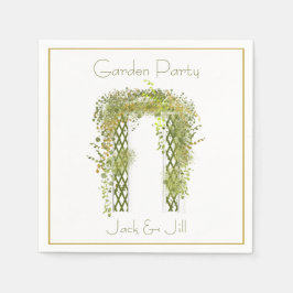 Guardanapo De Papel Treliça Ornamentada com Folhagem Verde e Dourada