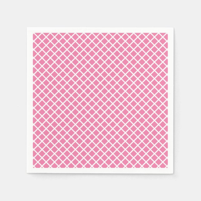 Guardanapo De Papel Trellis Diamante Branco - Fuchsia Rosa (Frente)