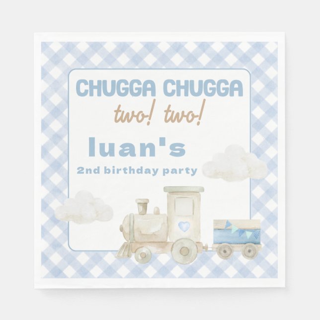 Guardanapo De Papel Trem Chugga Chugga de Aniversário (Frente)