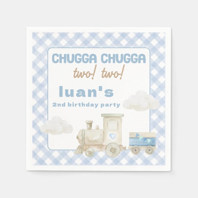 Guardanapo De Papel Trem de Aniversário Chugga Chugga  (Frente)