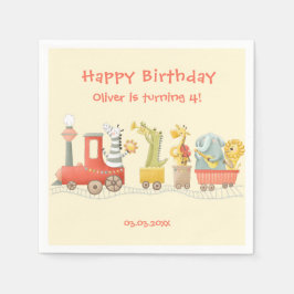 Guardanapo De Papel Trem de Aniversário de Animais Musicais