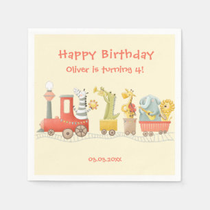 Guardanapo De Papel Trem de Aniversário de Animais Musicais