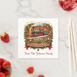 Guardanapo De Papel Trem de Natal Felizes Festas