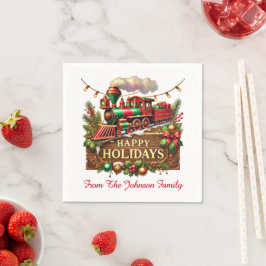 Guardanapo De Papel Trem Expresso de Natal Feliz Natal