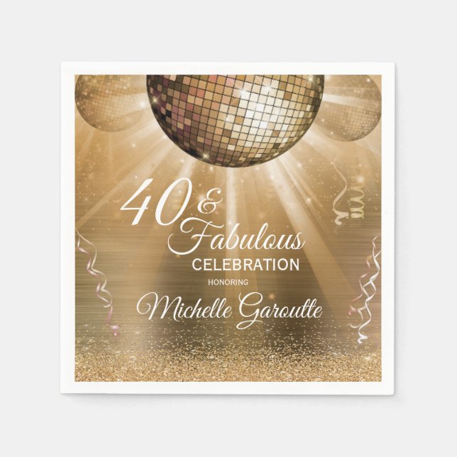Guardanapo De Papel Trendy 40 e Dourado fabuloso (Frente)