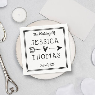 Guardanapo De Papel Trendy Black & White Heart & Arrow Weding