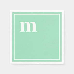 Guardanapo De Papel Trendy Bold Minúsculo Monograma Seafoam Verde