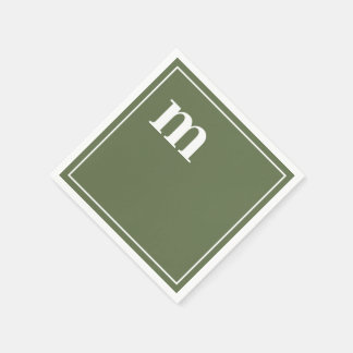 Guardanapo De Papel Trendy Bold Minúsculo Monograma Verde Oleícola