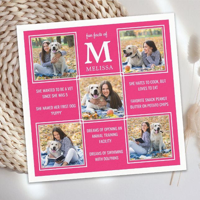 Guardanapo De Papel Trendy Graduation Facts Photo Collage Napkins (Criador carregado)