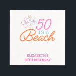 Guardanapo De Papel Trendy Hand Drawn Doodle 50th Beach Birthday<br><div class="desc">Celebrar este aniversário especial com um 50 é um guardanapo de papel de aniversário de praia! Trendy Hand Drawn Doodle 50th Beach Birthday Paper Napkins</div>
