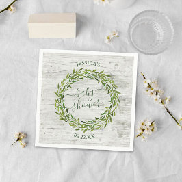 Guardanapo De Papel Trendy Laurel Wreath Greenery Chá de fraldas