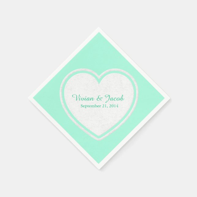 Guardanapo De Papel Trendy Mint Green e White Custom Wedkin (Canto)