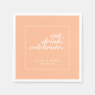 Guardanapo De Papel Trendy Peach & White Modern Minimalista Weding