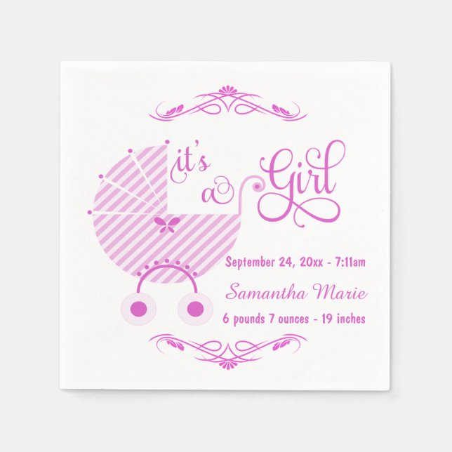 Guardanapo De Papel Trendy Pink New Baby Girl Paper Napkins (Frente)