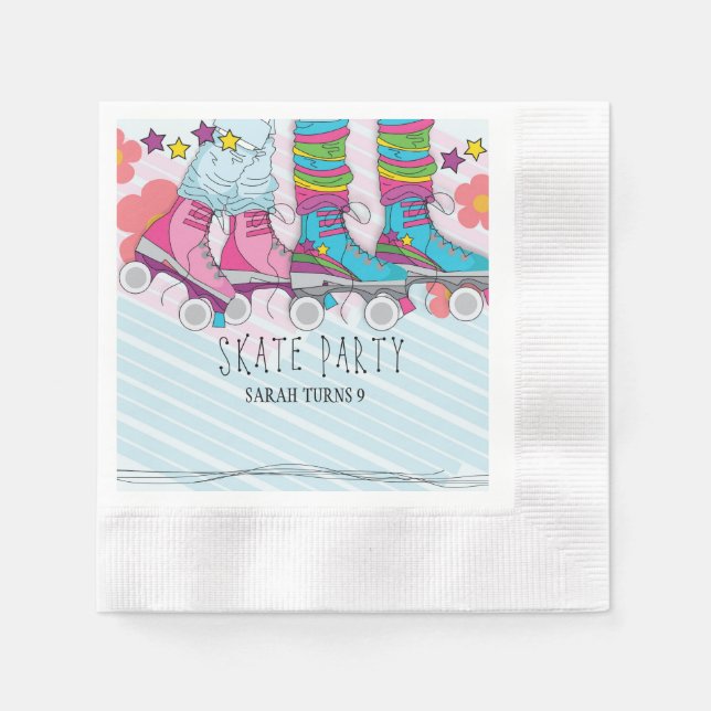 Guardanapo De Papel Trendy Roller Skatting Girls Rainbow Aniversário (Frente)