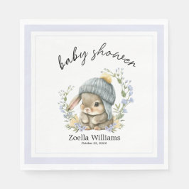 Guardanapo De Papel Trendy Spring Baby Bunny Floral Baby Shower Napkin