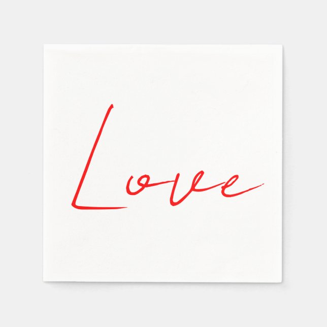 Guardanapo De Papel Trendy White Red Love Nome da Manuscrito (Frente)